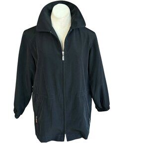 Gallery Black Full Zip Utility Jacket Coat Size Medium Petite